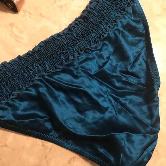 Victoria’s Secret Teal Blue Satin Bikini Bottoms - size Large - Picture 5 of 6